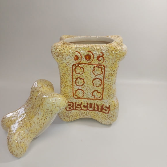 Dog Biscuit Bone Shaped Ceramic Puppy Biscuit Cookie Jar - Picture 4 of 10